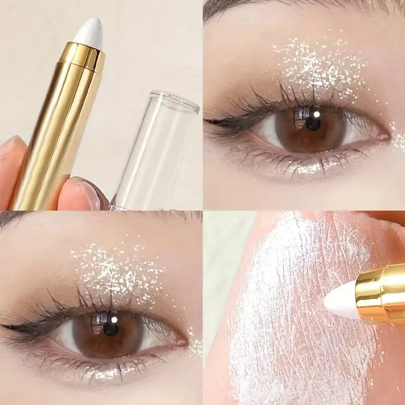 Double-Sided Eyeshadow Stick - Highlighter & Brightening Pen with Pearly Glitter & Matte Finish
