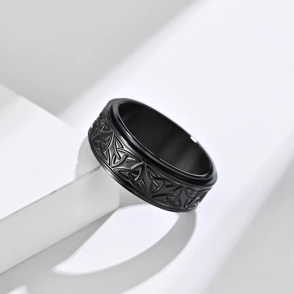 Viking Celtic Knot Rune Rings for Men Rotating Stainless Steel anti Stress Anxiety Relife Spinning Ring Anillo Antiestres