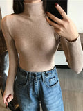 2026 Autumn Winter Thick Sweater Women Knitted Ribbed Pullover Sweater Long Sleeve Turtleneck Slim Jumper Soft Warm Pull Femme