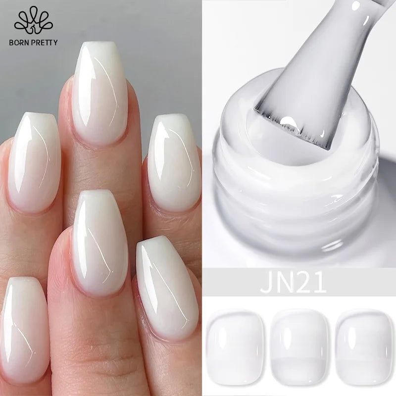 Milky White Jelly Nude Gel Nail Polish 10Ml White Translucent Soak off Gel Vernis Semi Permanent Need UV Light Cure