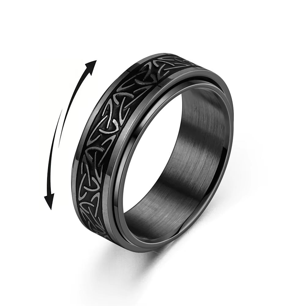 Viking Celtic Knot Rune Rings for Men Rotating Stainless Steel anti Stress Anxiety Relife Spinning Ring Anillo Antiestres