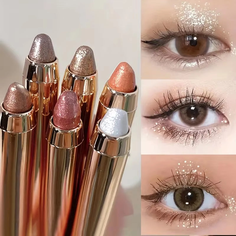 Double-Sided Eyeshadow Stick - Highlighter & Brightening Pen with Pearly Glitter & Matte Finish