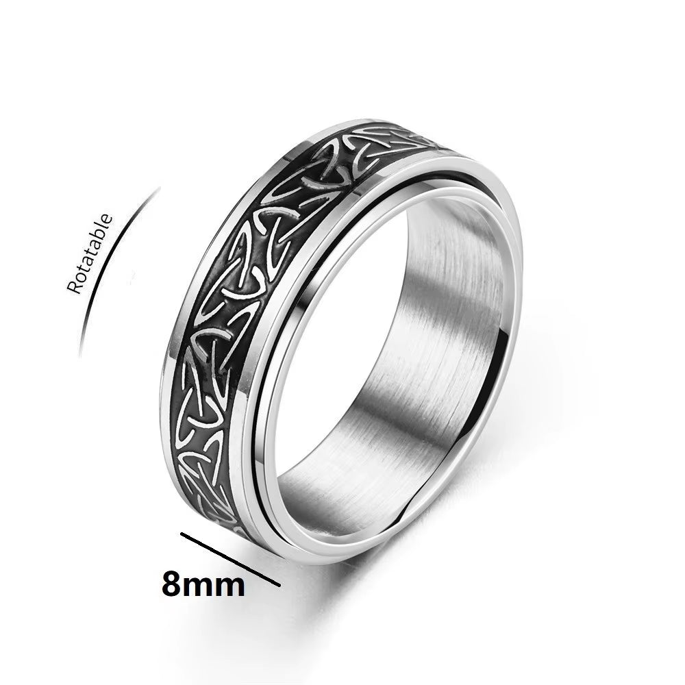 Viking Celtic Knot Rune Rings for Men Rotating Stainless Steel anti Stress Anxiety Relife Spinning Ring Anillo Antiestres