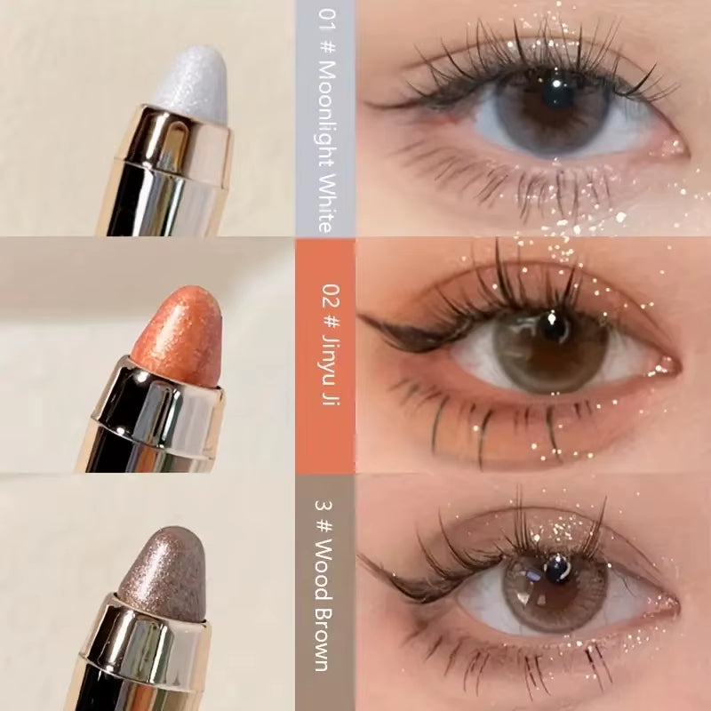 Double-Sided Eyeshadow Stick - Highlighter & Brightening Pen with Pearly Glitter & Matte Finish