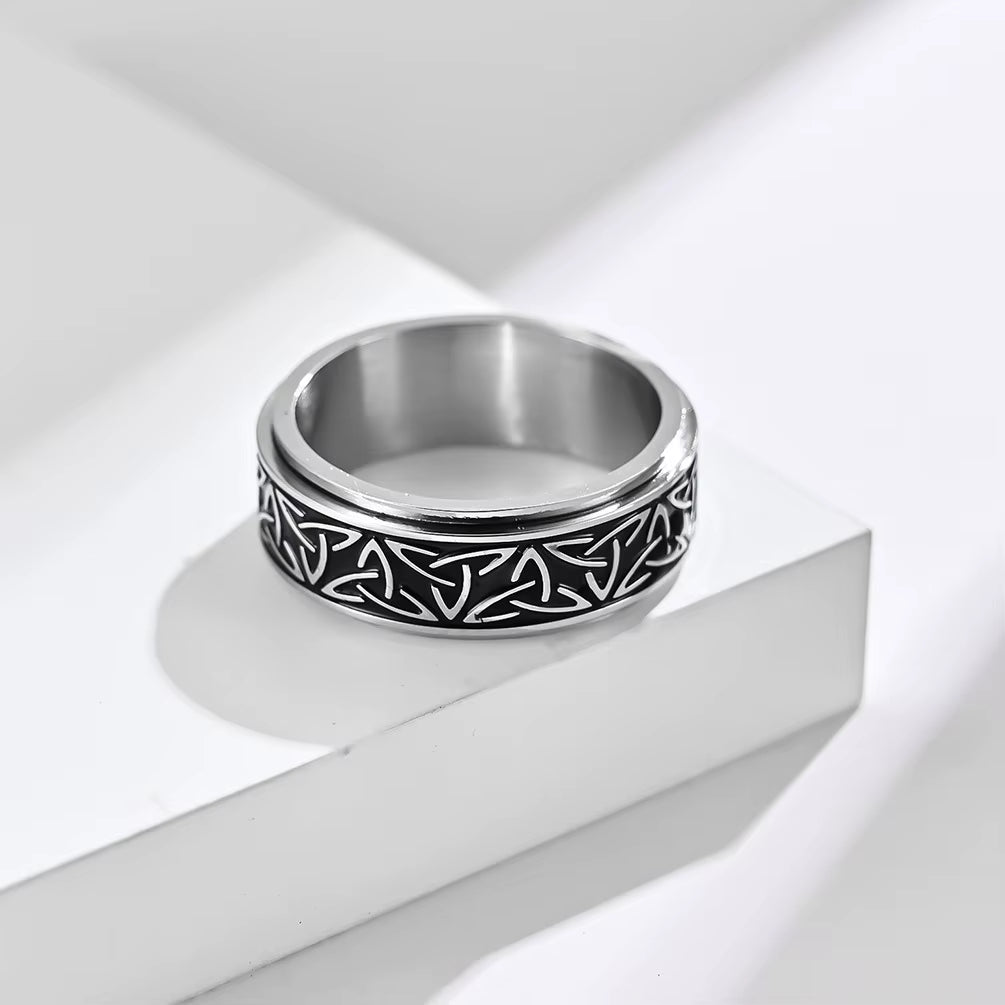 Viking Celtic Knot Rune Rings for Men Rotating Stainless Steel anti Stress Anxiety Relife Spinning Ring Anillo Antiestres